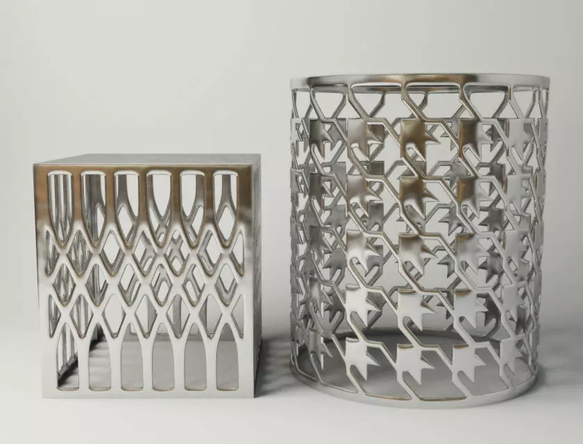 Steel Stool and Table 3D model_0