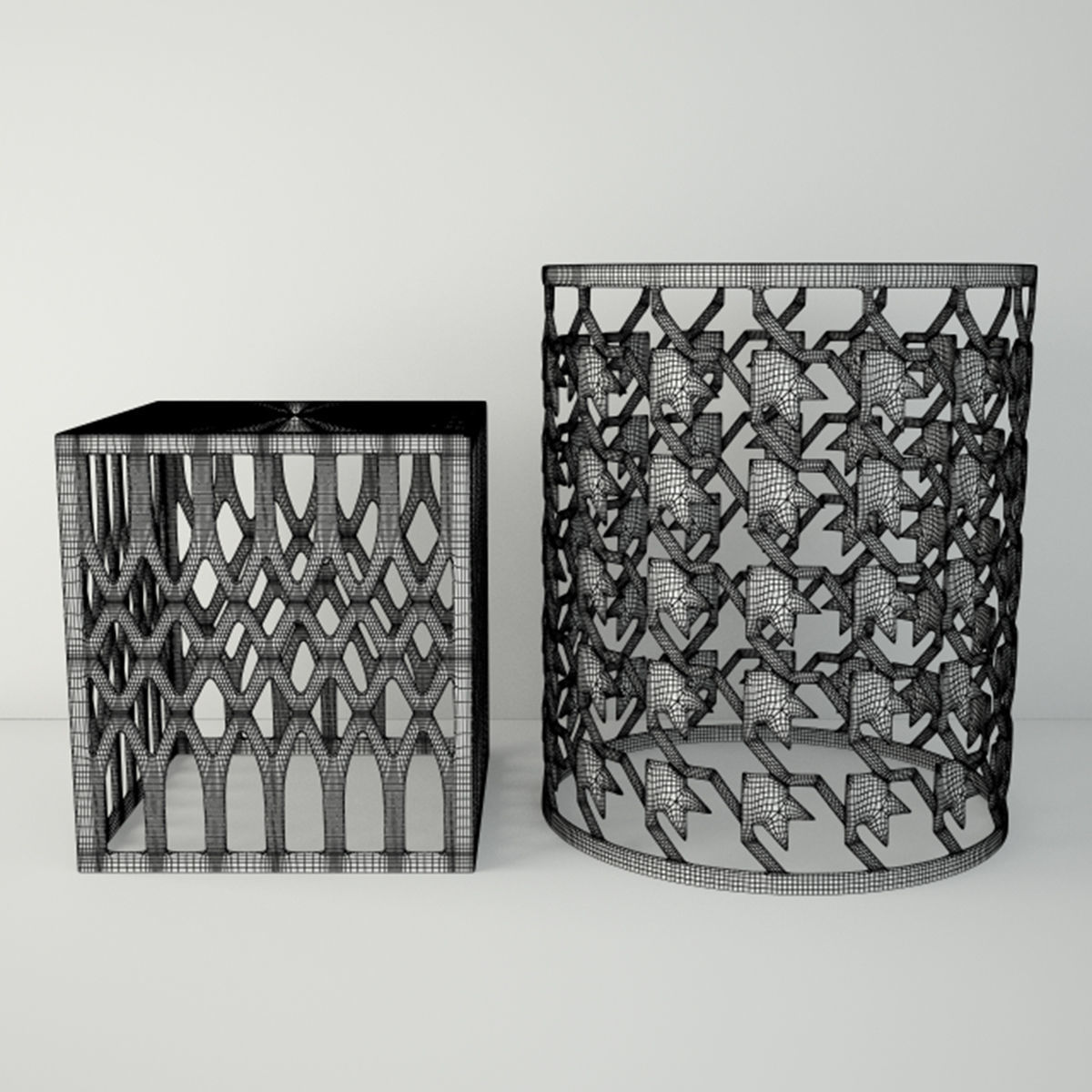 Steel Stool and Table 3D model_2
