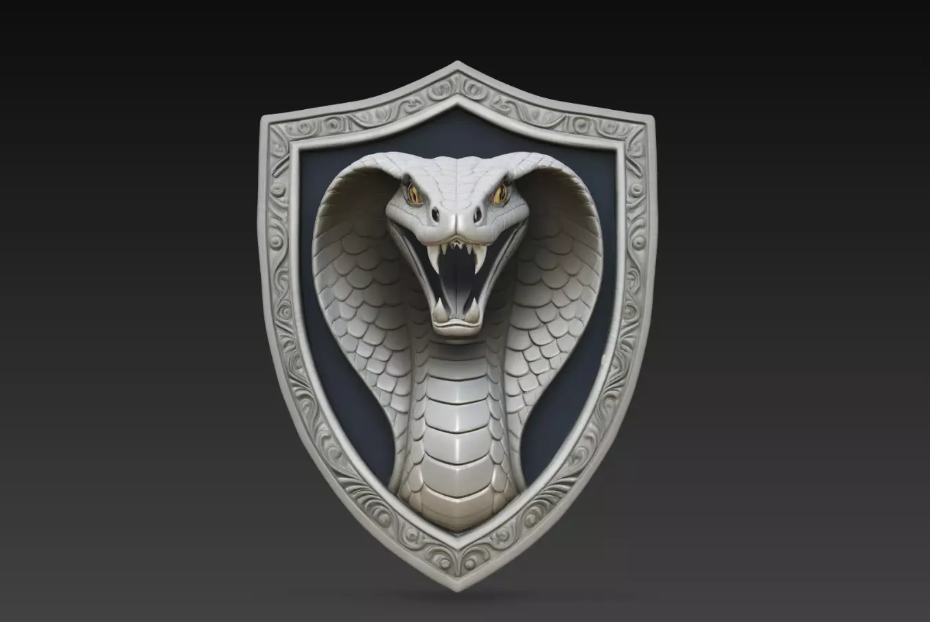 Cobra Snake Shield Relief Wall Decor STL 3D Model 3D print model