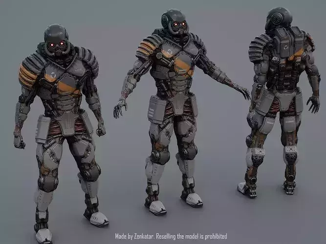 Gameready highly detailed realistic gray robot