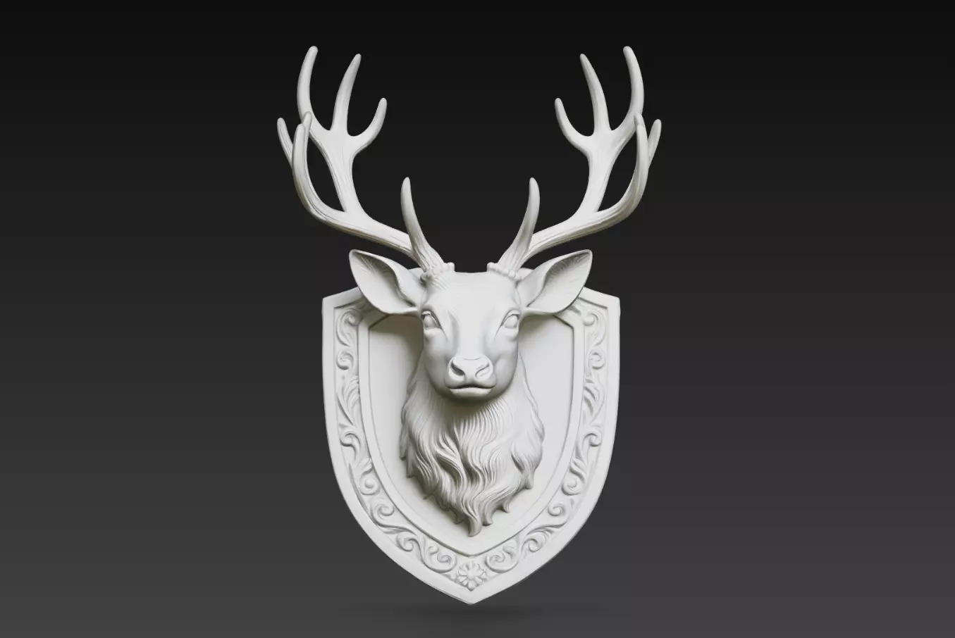 Deer Stag Head Shield Relief Wall Decor STL 3D Model 3D print model