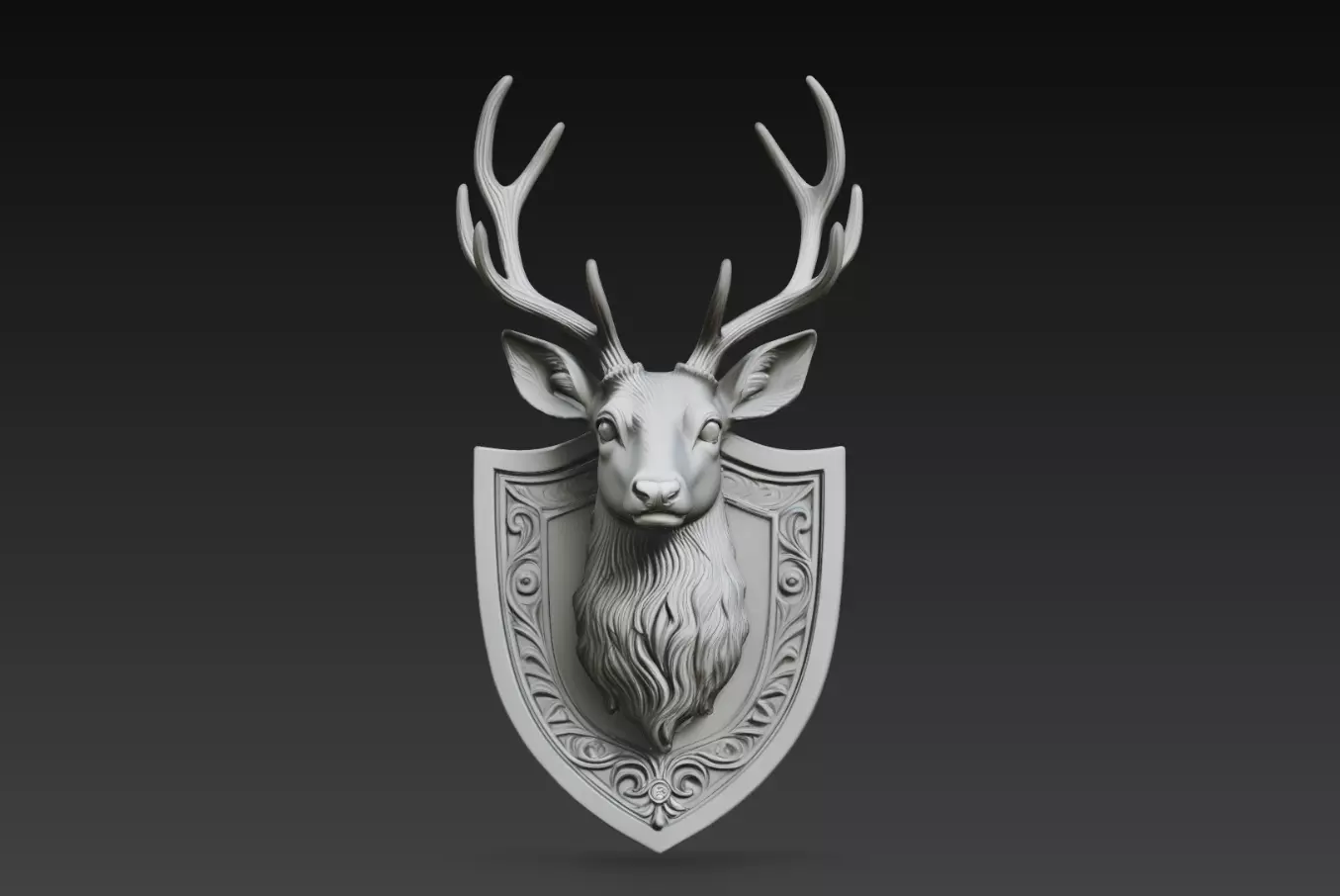 Young Deer Buck Head Shield Relief Wall Decor STL 3D Model 3D print model