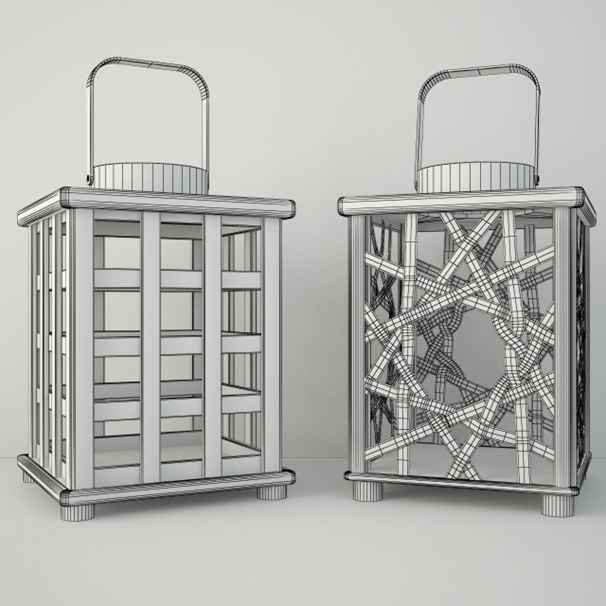 Wooden Lanterns 3D model_4
