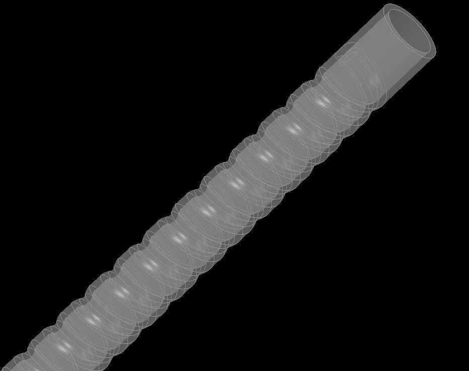 Corrugated helical spiral tube or flexible shaft design 3D model