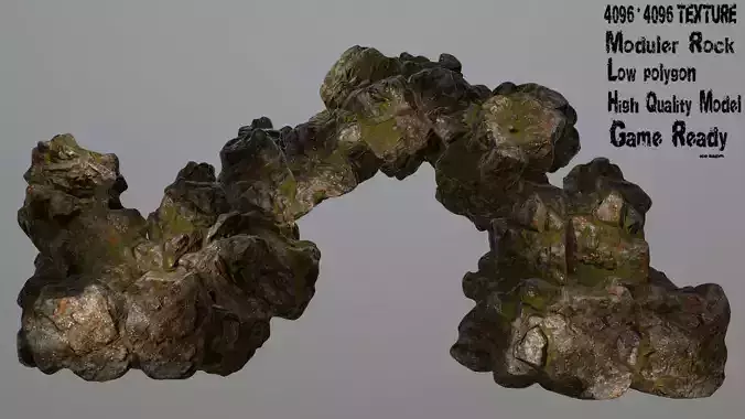 Rocks rock with algae Low-poly 3D model
