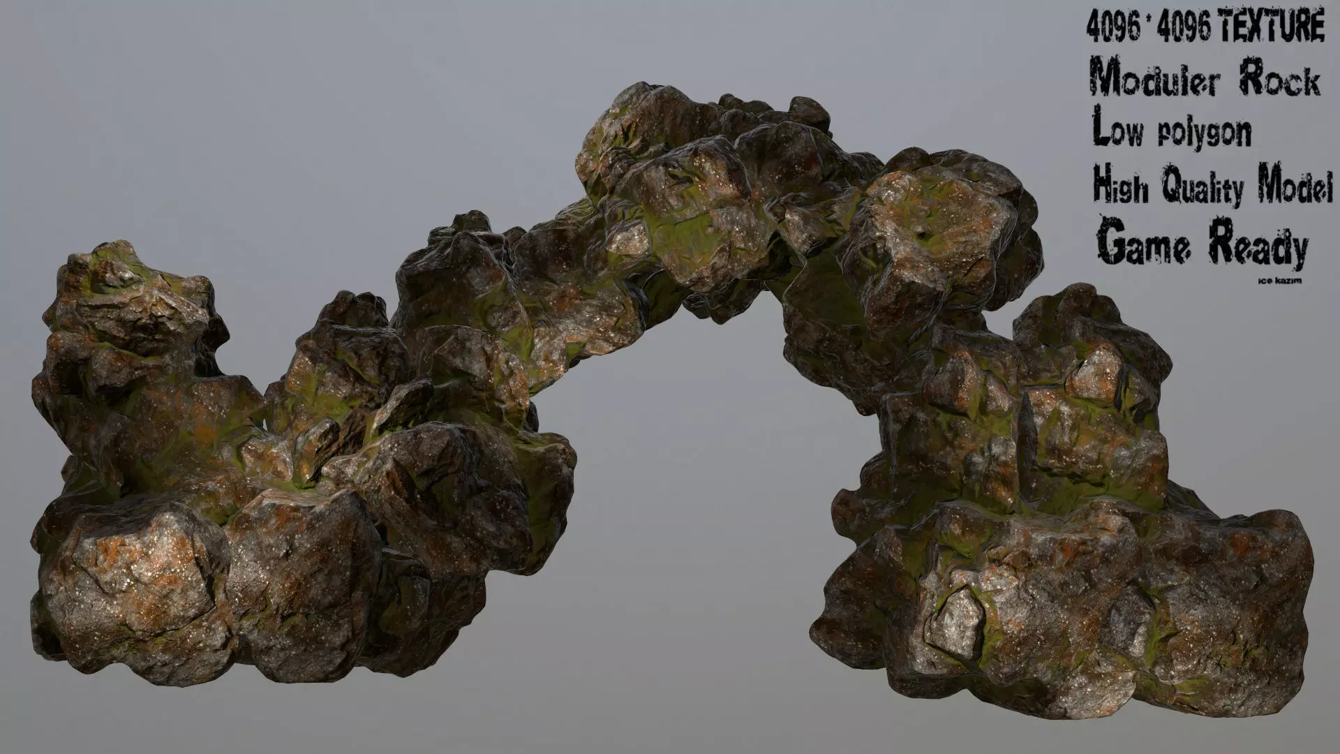 Rocks rock with algae Low-poly 3D model