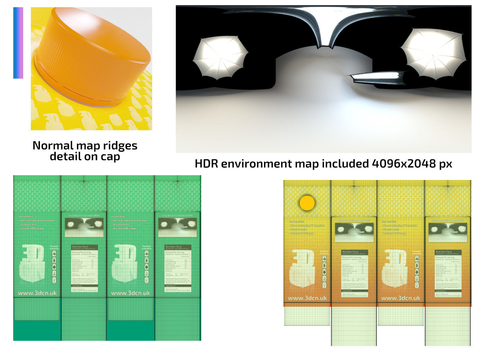 Milk carton and Juice carton with plastic cap 3D model_12