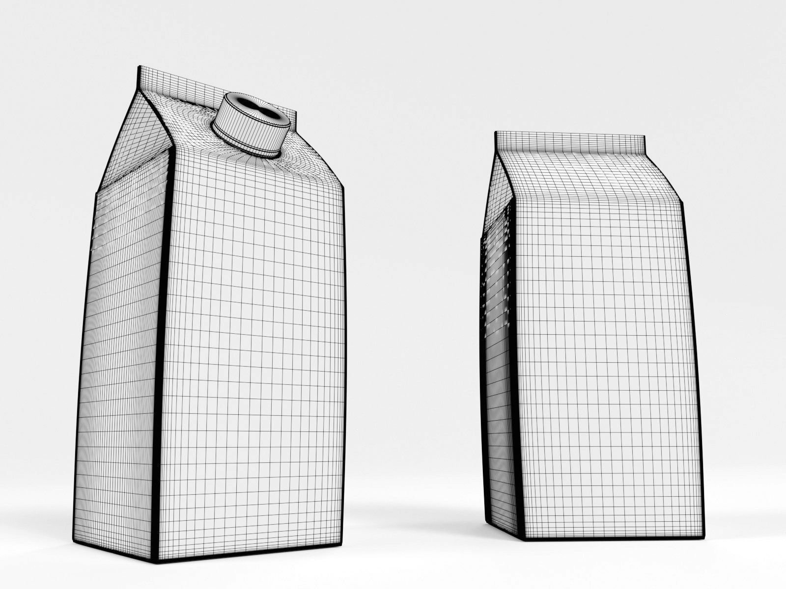 Milk carton and Juice carton with plastic cap 3D model_10