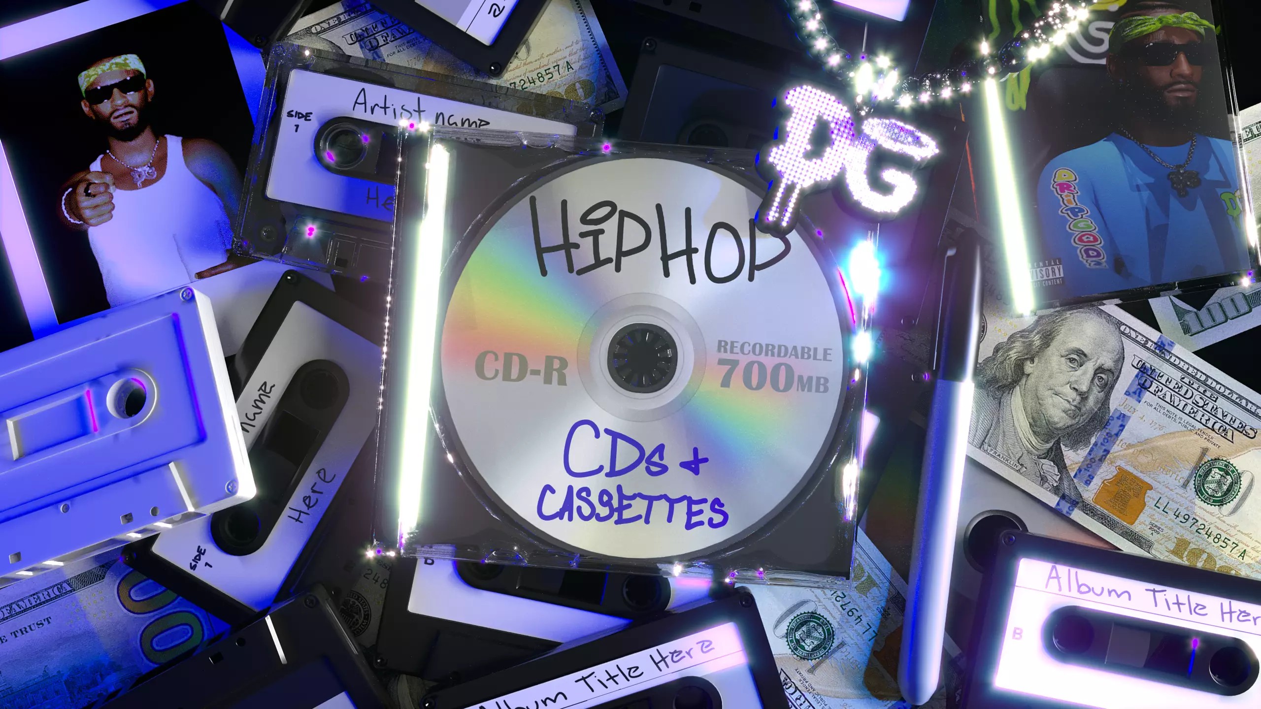 Hip-Hop CD and Cassettes 3D model