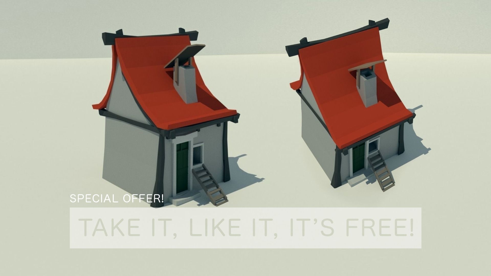 Low poly Hut house with roof Free low-poly 3D model
