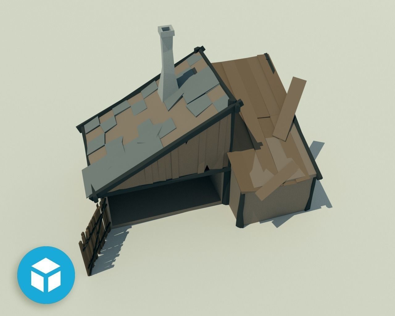 Low poly Carpenter house Low-poly 3D model