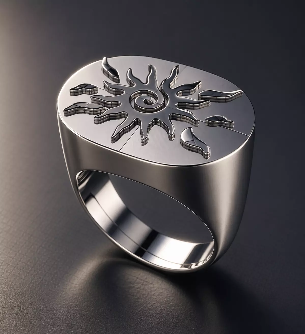 Silver ring sun Free 3D print model