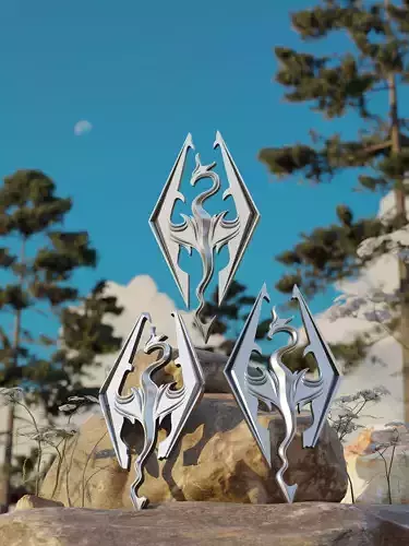 Skyrim Logo Low-poly 3D model