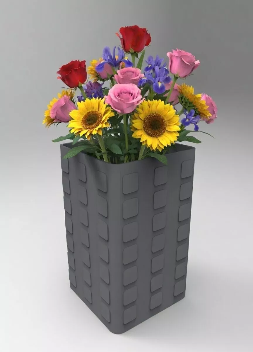 Square Polygonal Vase STL Geometric Decor 3D Print 3D print model