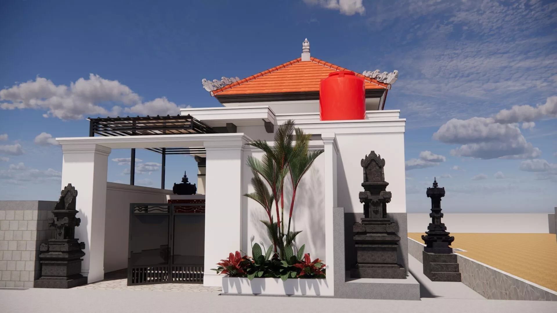 Balinese Entrance Gate 3D Model Low-poly 3D model