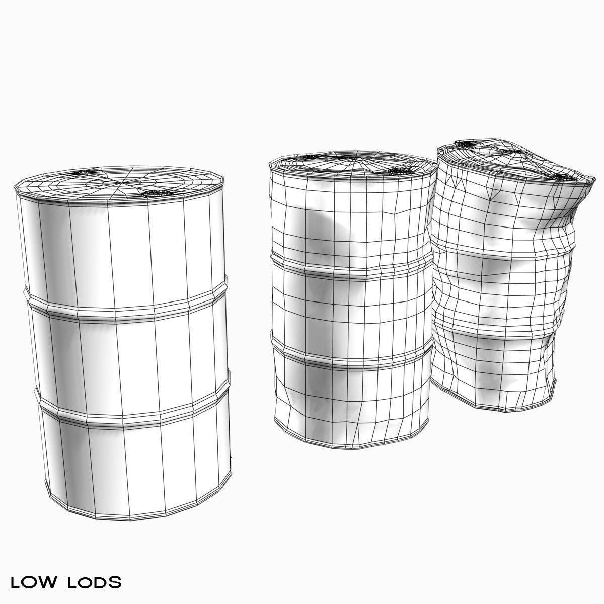 Low Poly 55 Gallon Drums Low-poly 3D model_8