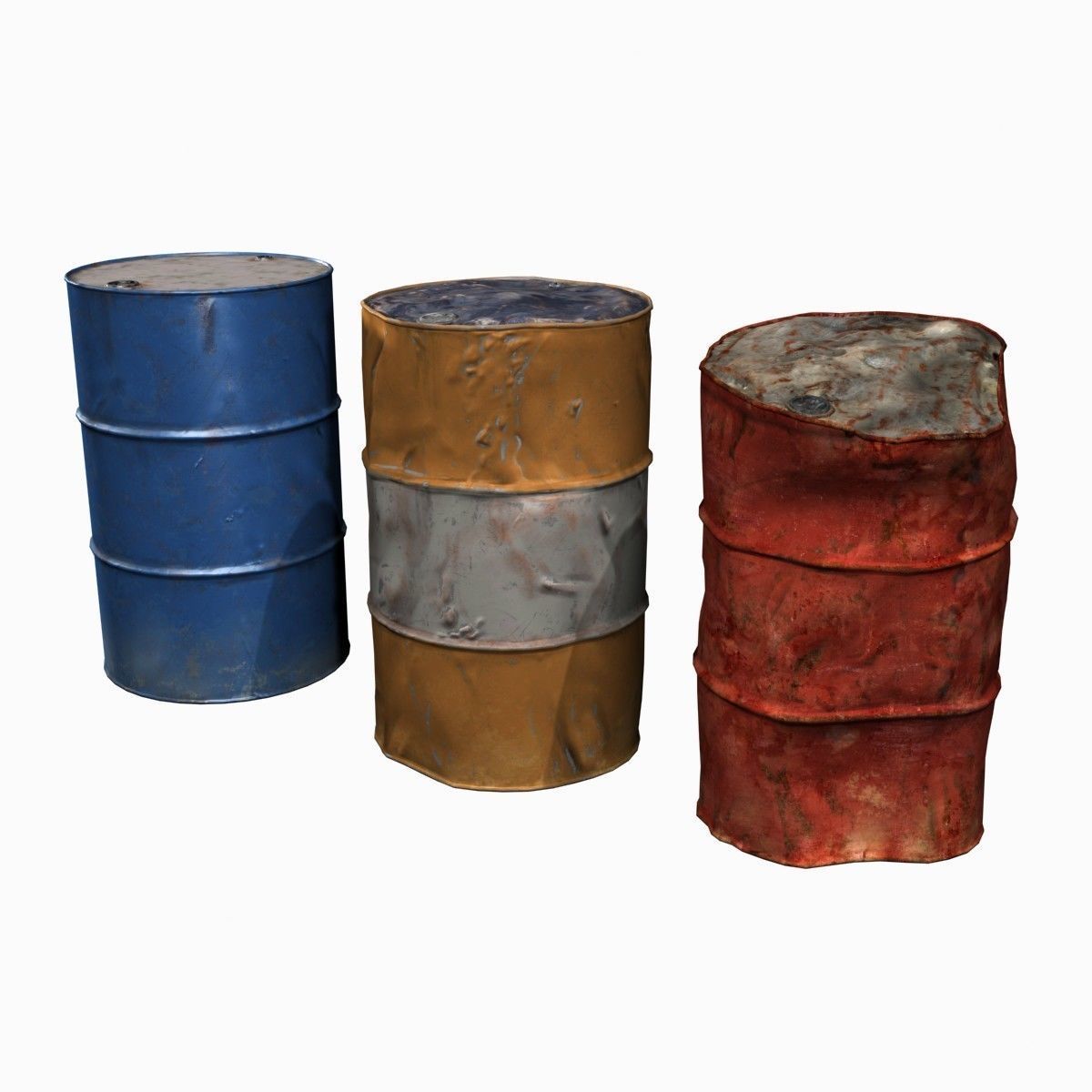Low Poly 55 Gallon Drums Low-poly 3D model_2