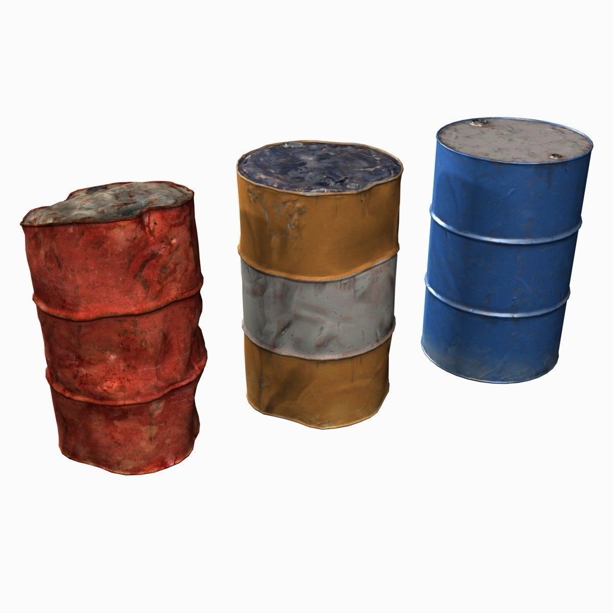 Low Poly 55 Gallon Drums Low-poly 3D model_1