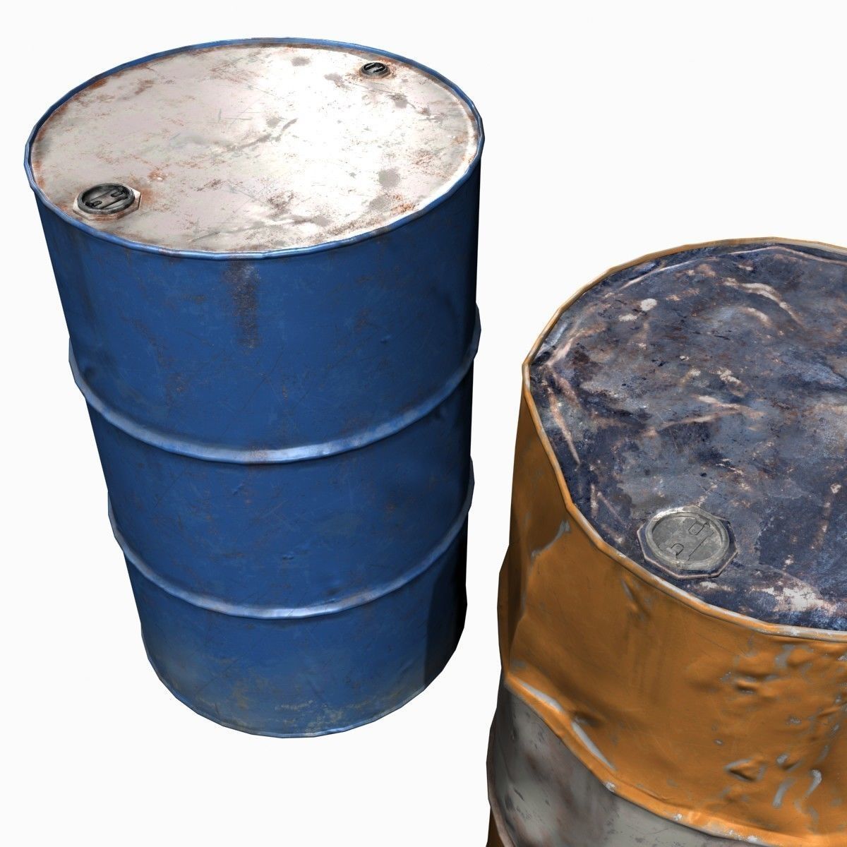 Low Poly 55 Gallon Drums Low-poly 3D model_7