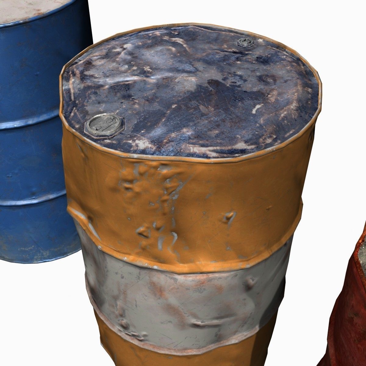Low Poly 55 Gallon Drums Low-poly 3D model_10