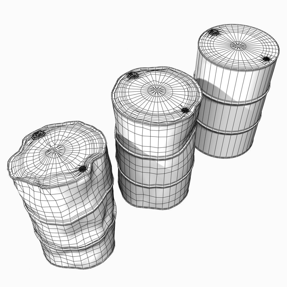 Low Poly 55 Gallon Drums Low-poly 3D model_14