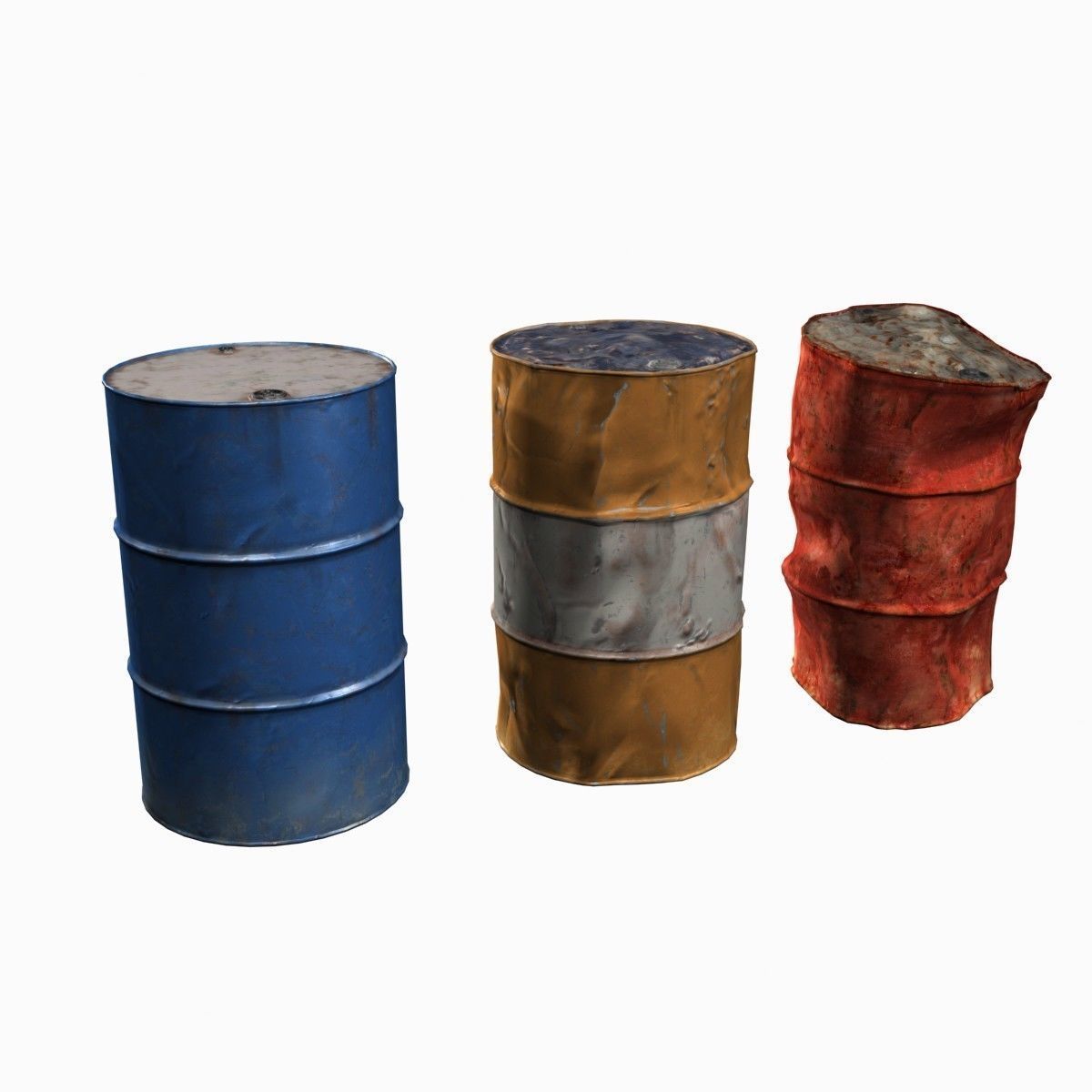Low Poly 55 Gallon Drums Low-poly 3D model_17
