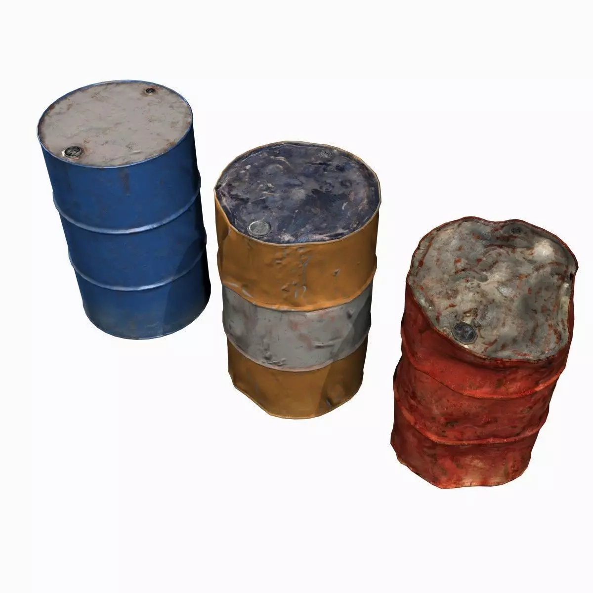 Low Poly 55 Gallon Drums Low-poly 3D model_0