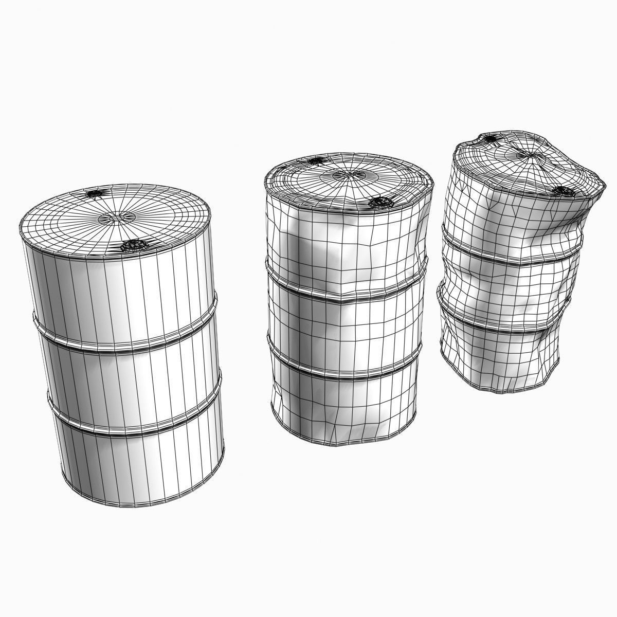 Low Poly 55 Gallon Drums Low-poly 3D model_11