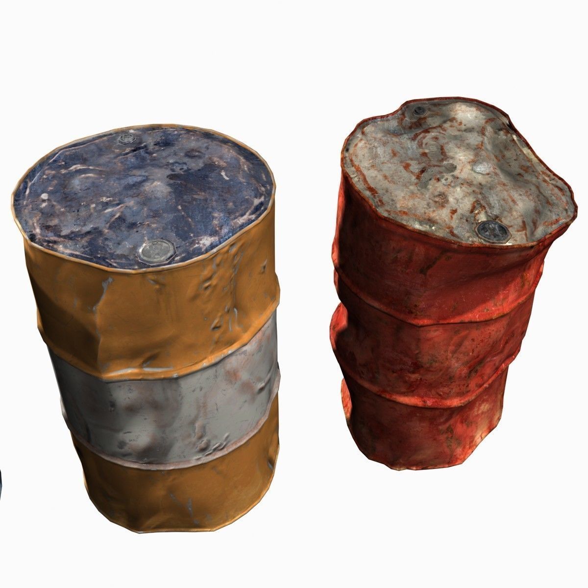 Low Poly 55 Gallon Drums Low-poly 3D model_9