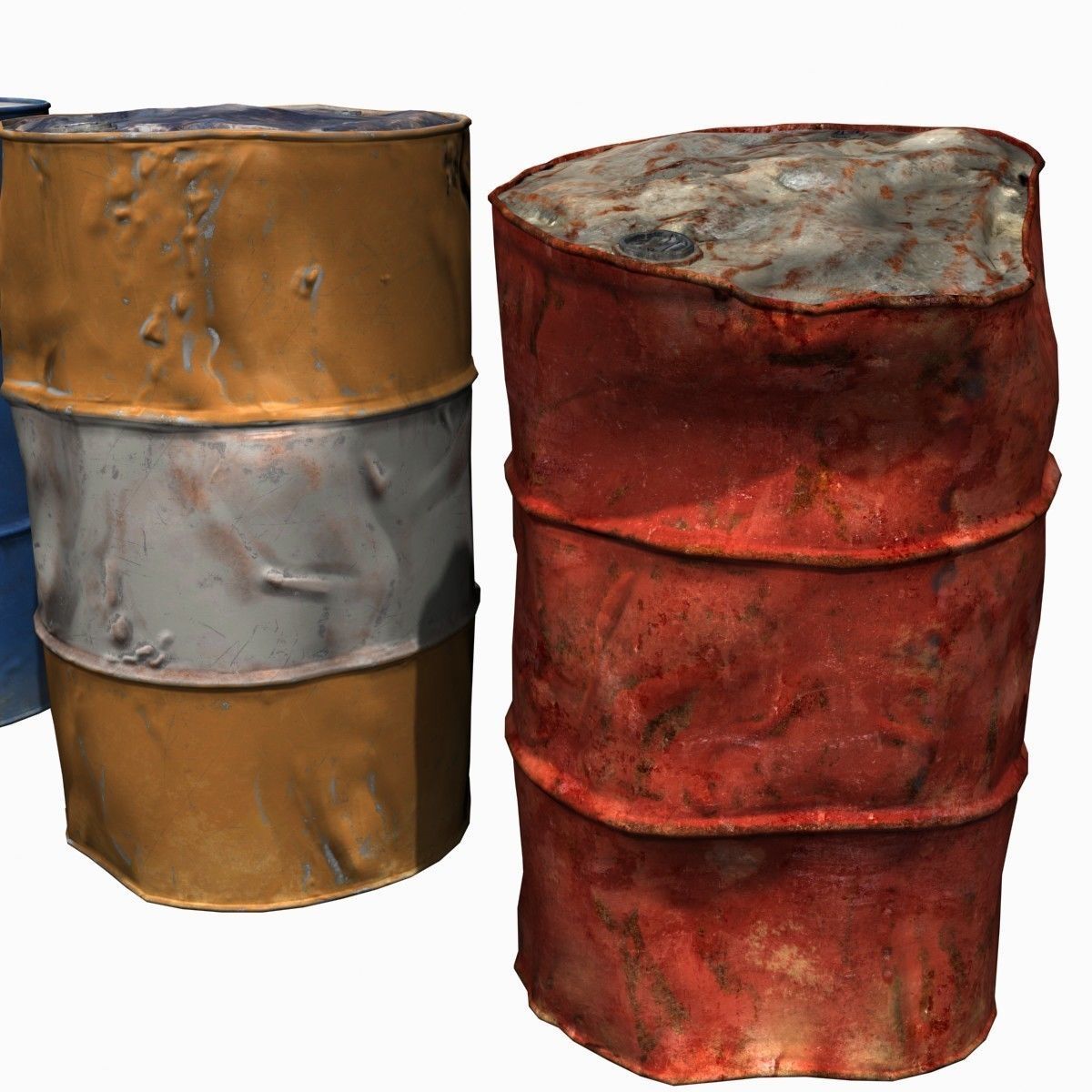 Low Poly 55 Gallon Drums Low-poly 3D model_20