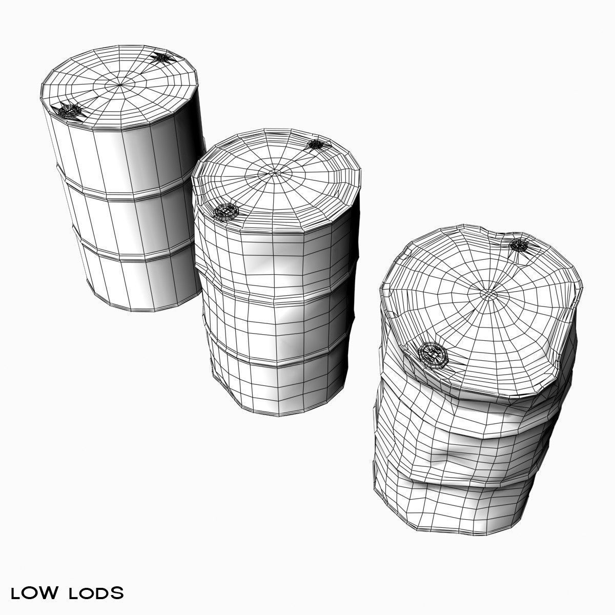 Low Poly 55 Gallon Drums Low-poly 3D model_13
