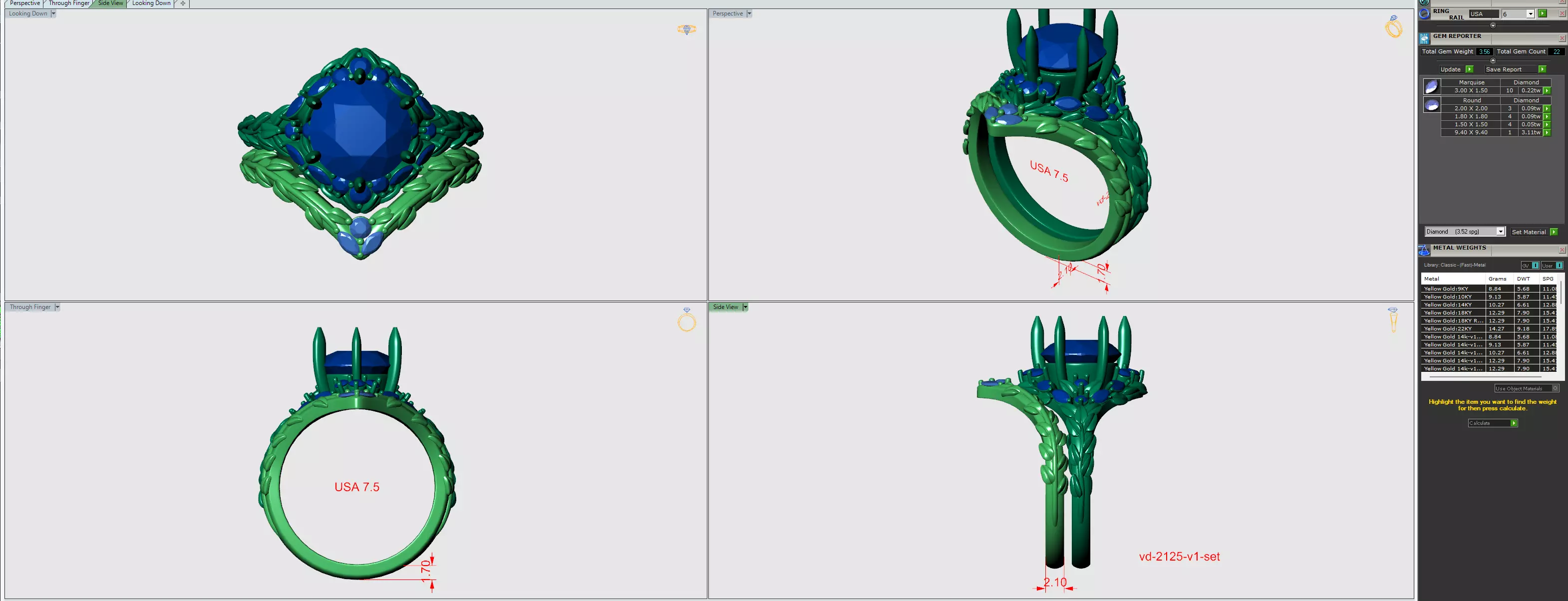 Leaf Vine Design Engagement Ring SET 3DM 3D print model