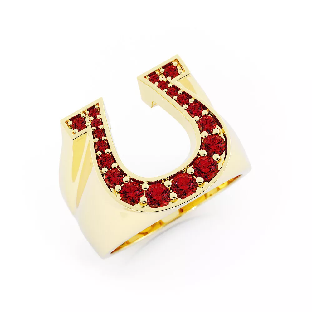 Chunky Ruby Horseshoe Ring 3D print model