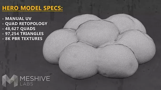 Artisan Daisy Bread - PBR Low-poly 3D model 3