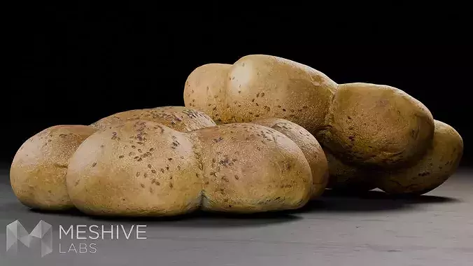 Artisan Daisy Bread - PBR Low-poly 3D model 2