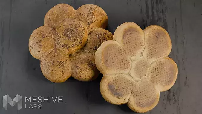 Artisan Daisy Bread - PBR Low-poly 3D model 6