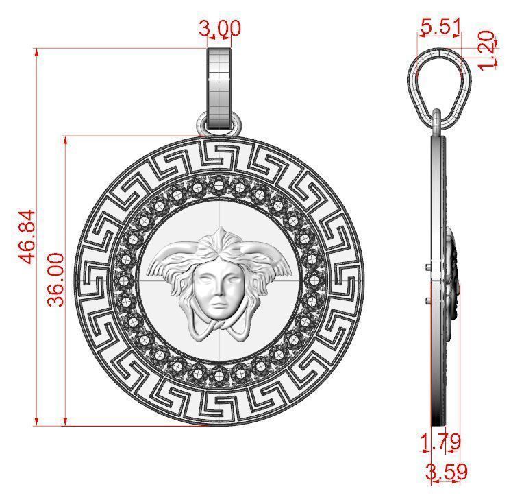 Pendant Meduza gorgona 3D print model_4