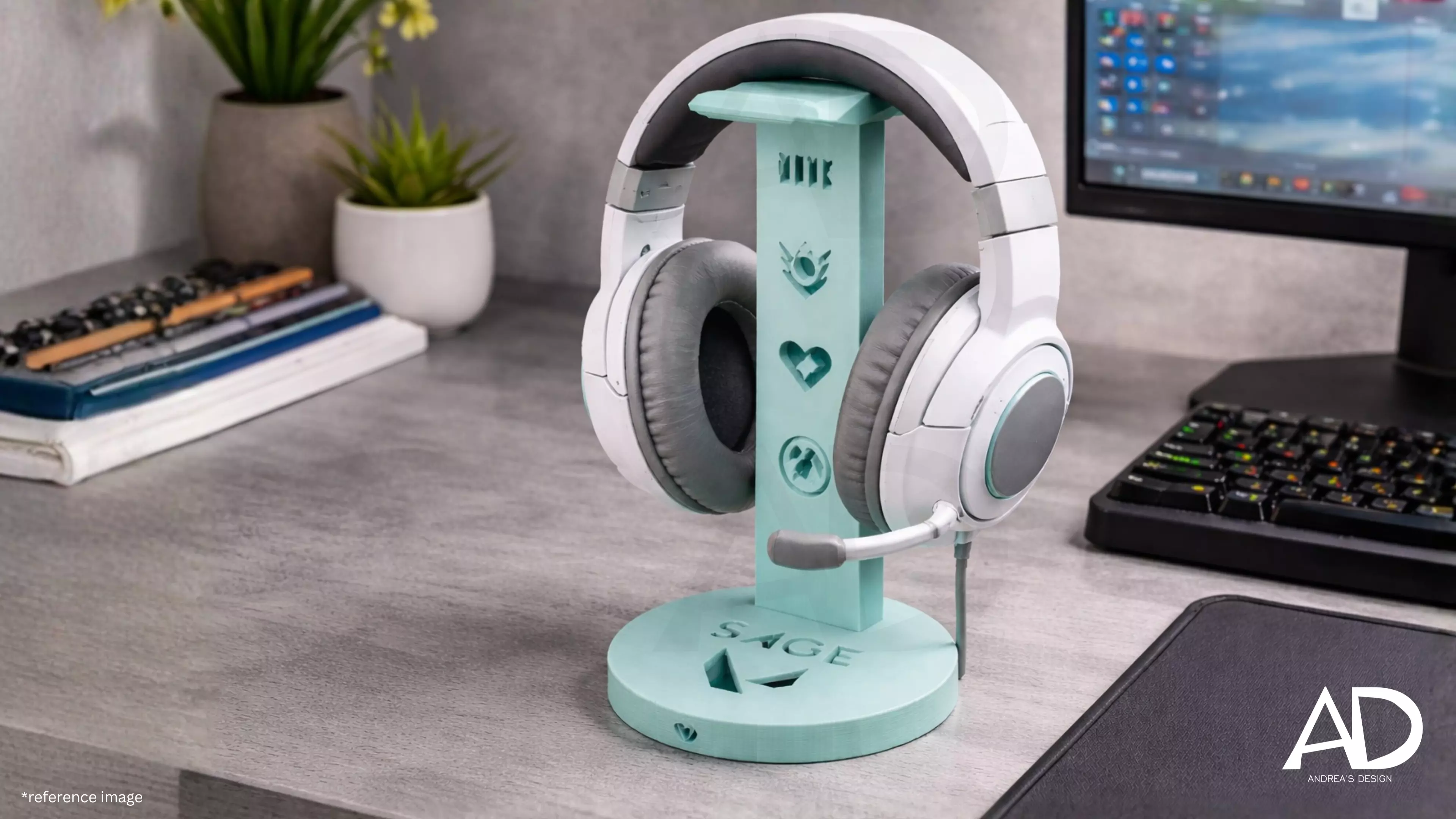 SAGE Headphone Stand 3D Printed Gaming Holder 3D model