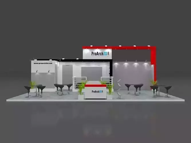 Exhibition stall 3d model 10 mtr x 6 mtr 3 sides open 3D model