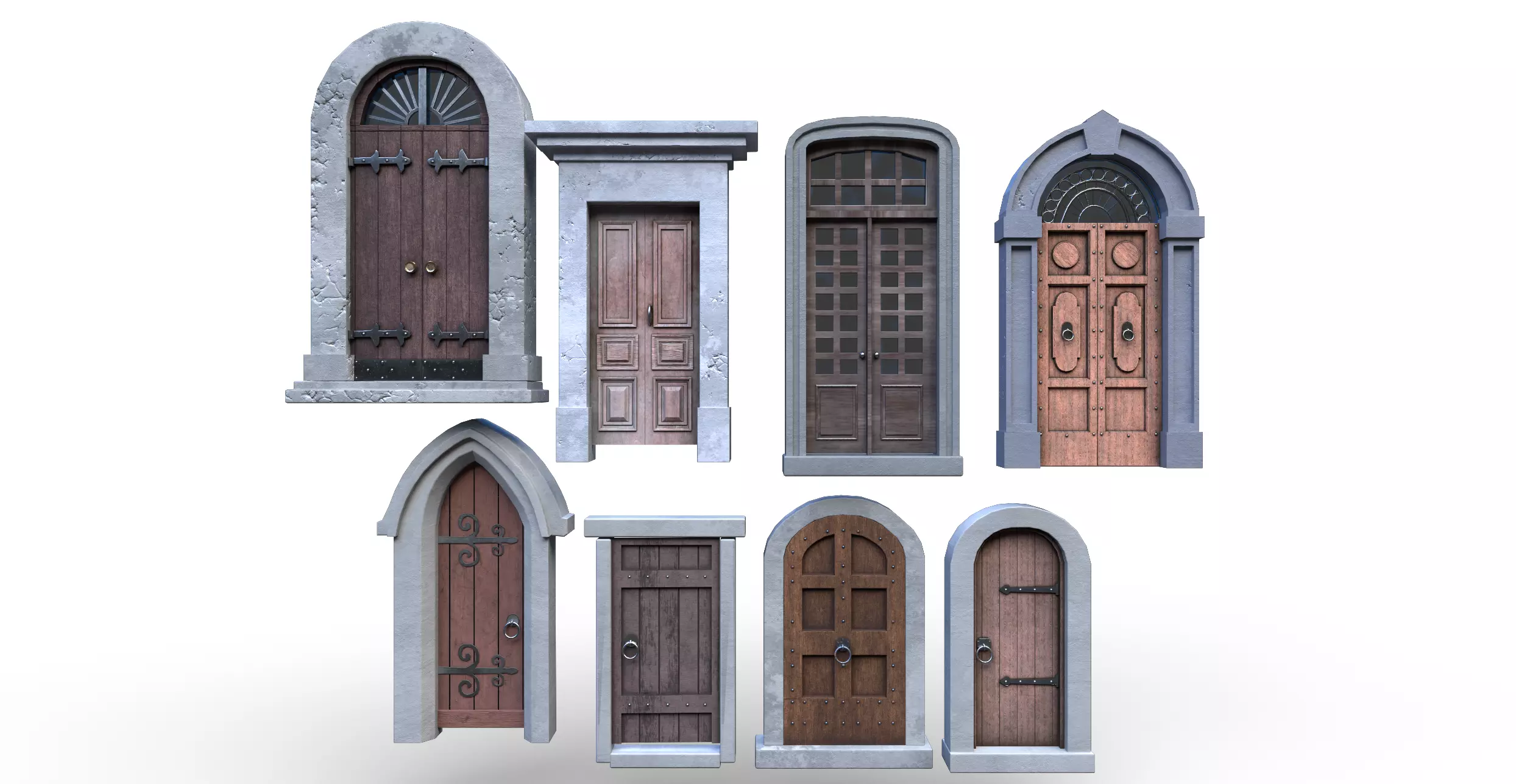 Set of front doors Free 3D model