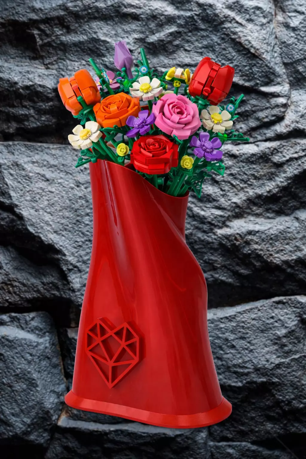 Polygonal Heart Vase STL LEGO Bouquet Holder 3D Print Decor 3D print model