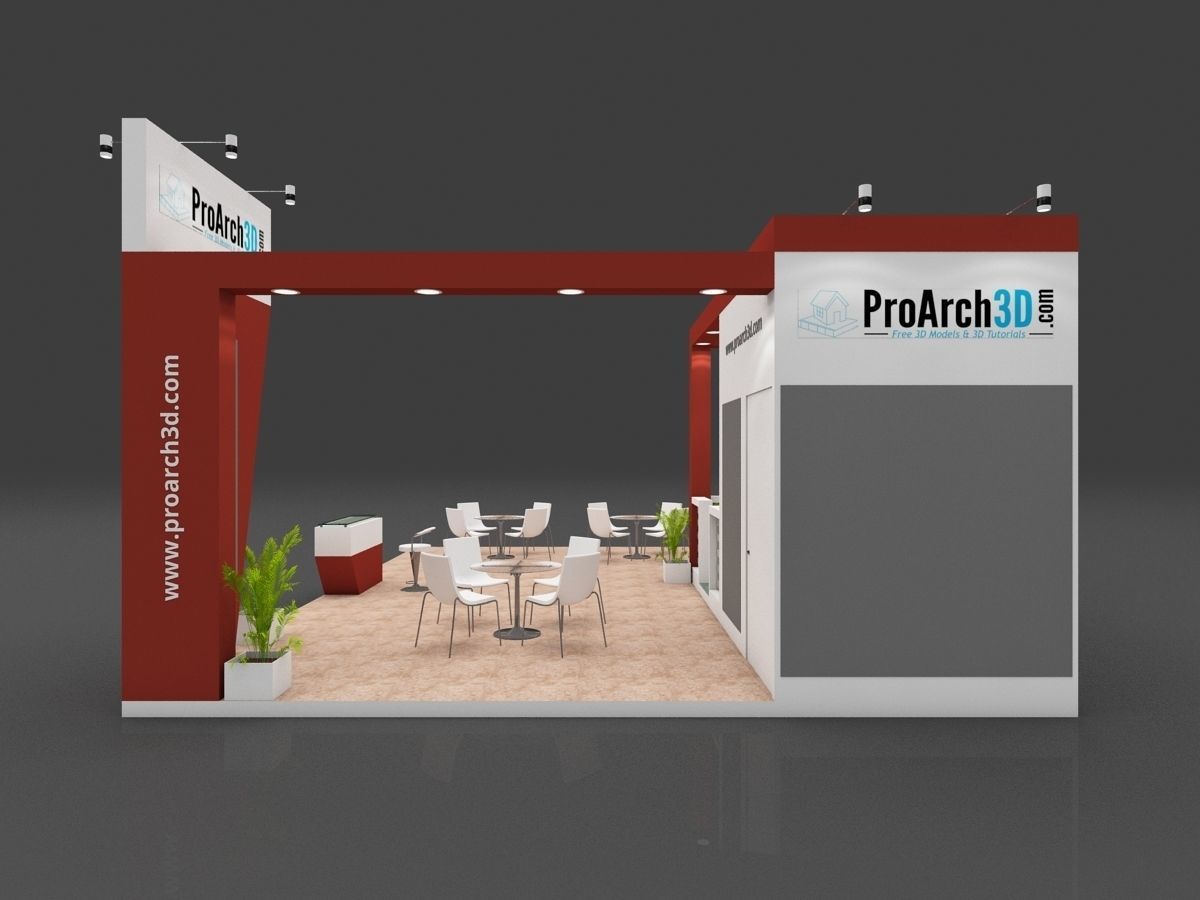Exhibition stall 3d model 8 mtr x 6 mtr 3 sides open 3D model_2