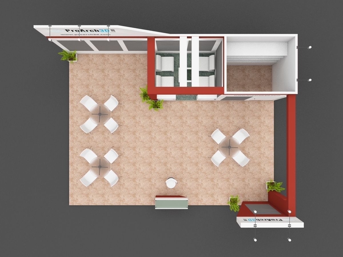 Exhibition stall 3d model 8 mtr x 6 mtr 3 sides open 3D model_5