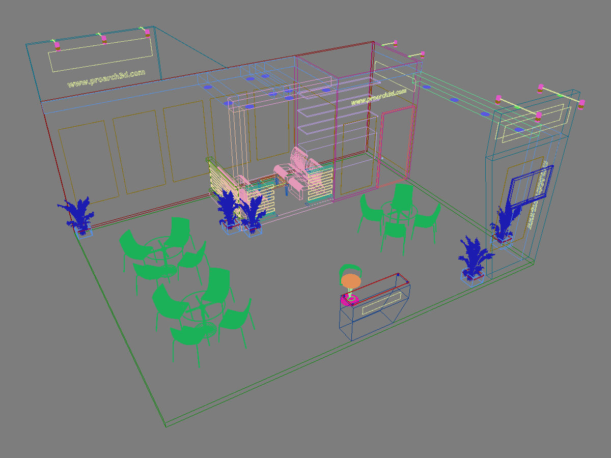 Exhibition stall 3d model 8 mtr x 6 mtr 3 sides open 3D model_6