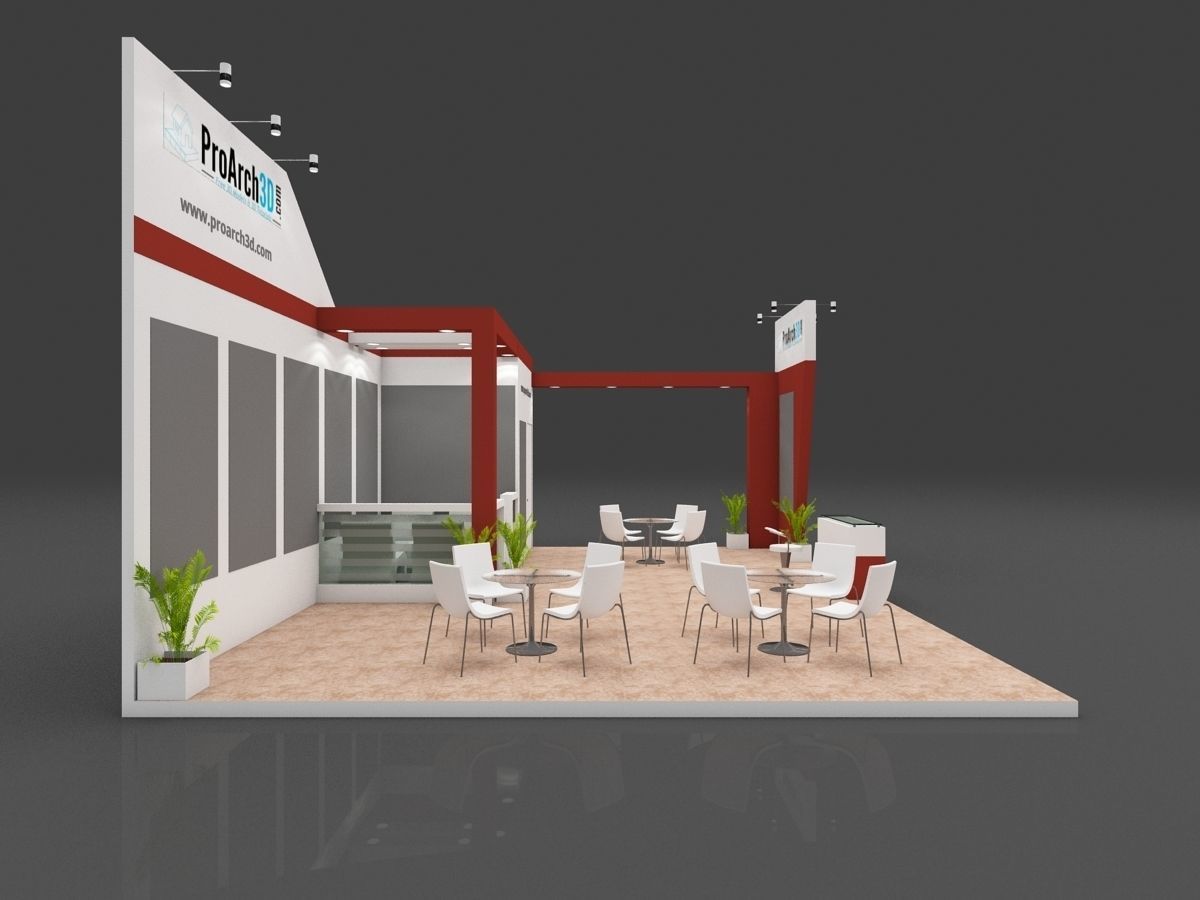 Exhibition stall 3d model 8 mtr x 6 mtr 3 sides open 3D model_4