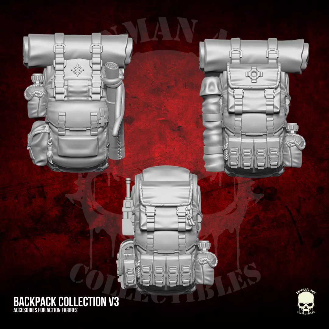 Backpack Collection V3 3D Printable Files For Action Figures 3D print model