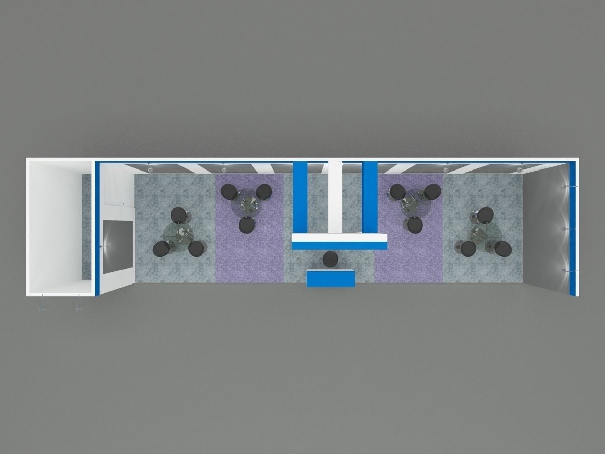 Exhibition stall 3d model 12 mtr x 3 mtr 1 side open 3D model_1