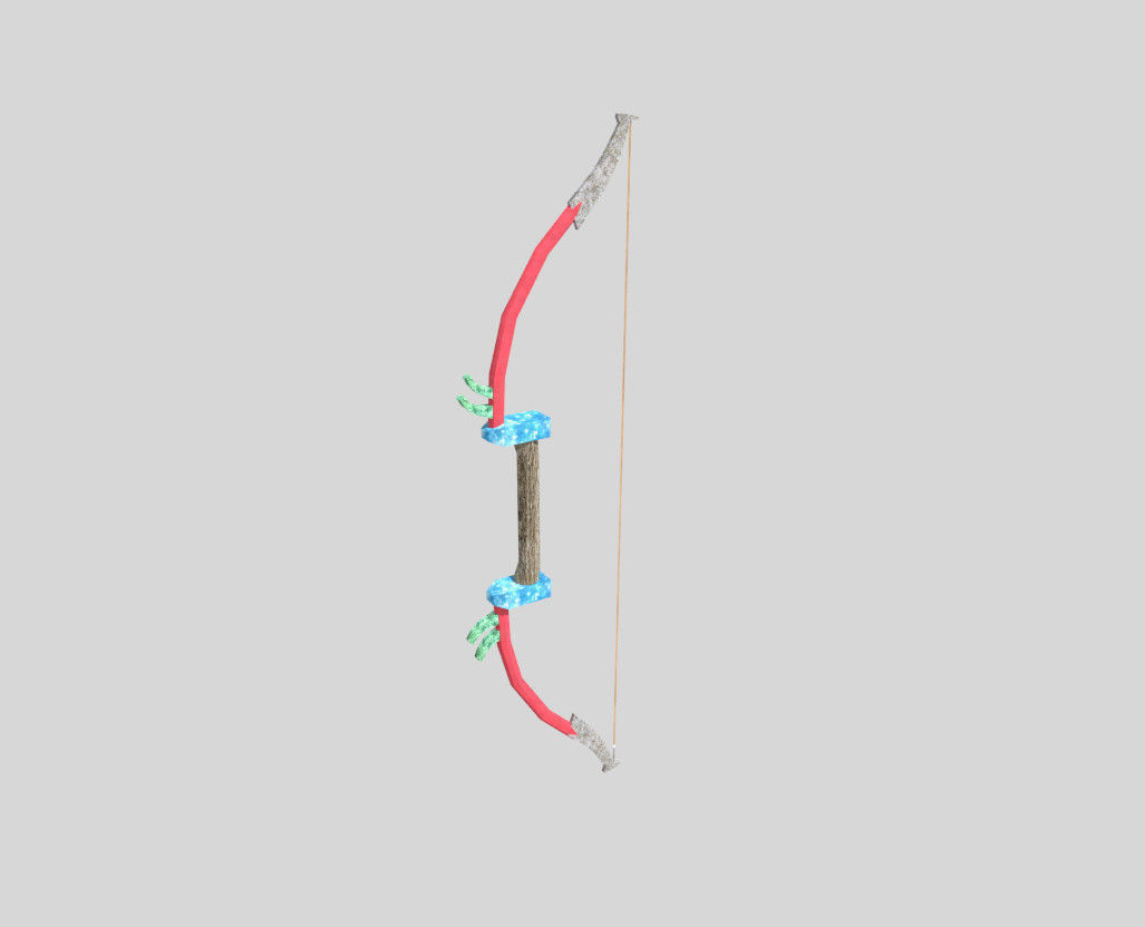 low poly fantasy bow 1 Low-poly 3D model_1