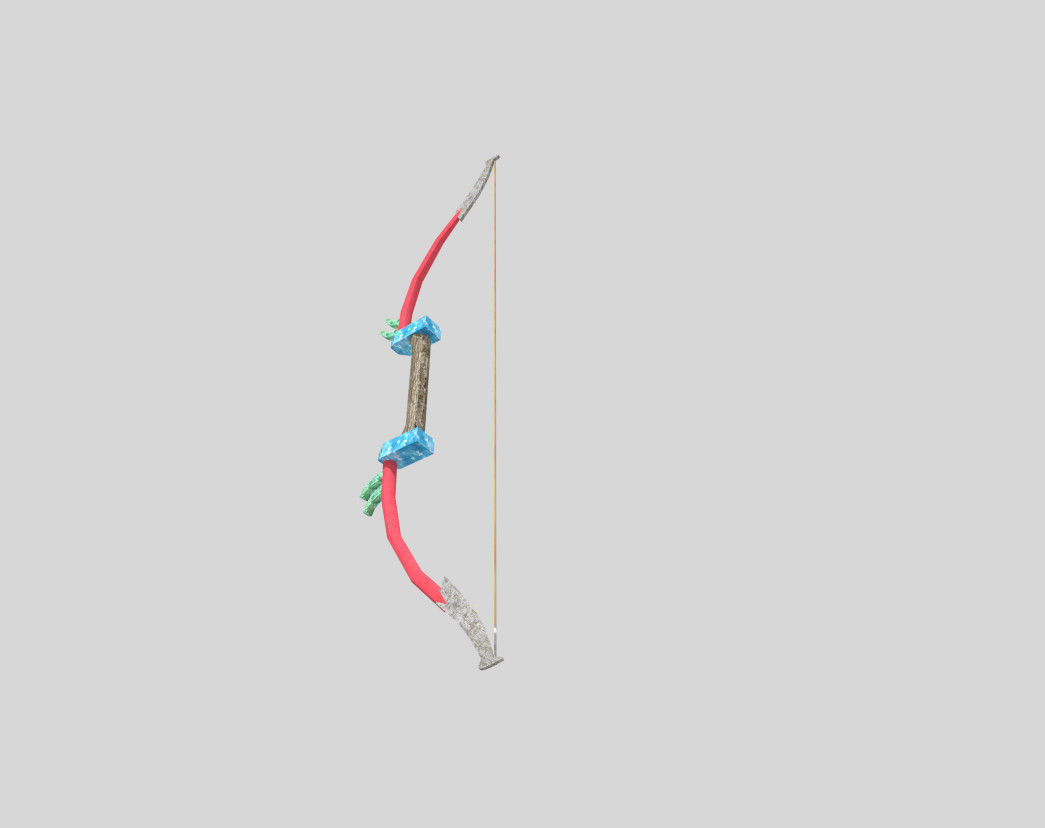 low poly fantasy bow 1 Low-poly 3D model_2