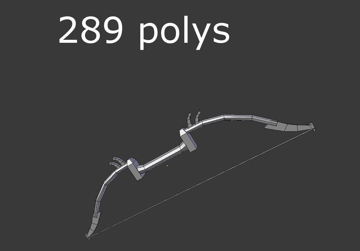 low poly fantasy bow 1 Low-poly 3D model_4